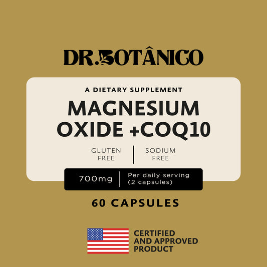 Magnesium Oxide + CoQ10 700mg – Energy & Muscle Support | Dr. Botanico (60 Capsules)