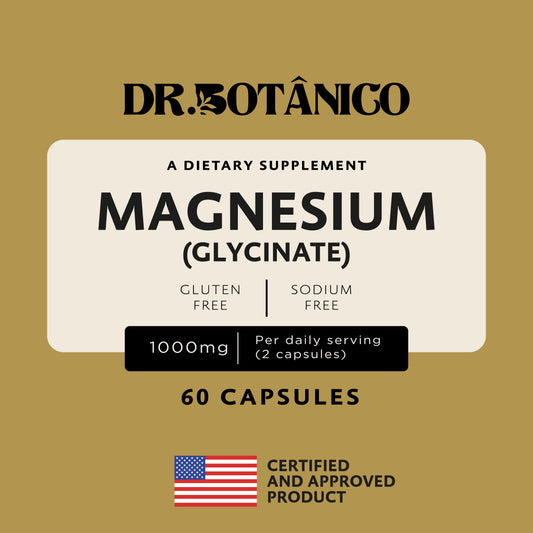 Magnesium (Glycinate) 1000mg – Relaxation & Muscle Recovery | Dr. Botanico (60 Capsules)
