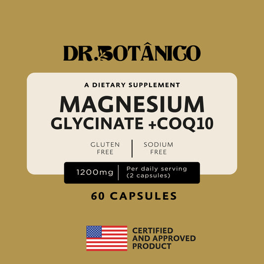 Magnesium Glycinate + CoQ10 1200mg – Muscle & Heart Support | Dr. Botanico (60 Capsules)