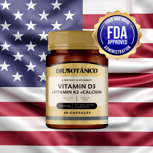 Vitamin D3 + K2 + Calcium - Bone and Heart Support | Dr. Botanico (60 Capsules)
