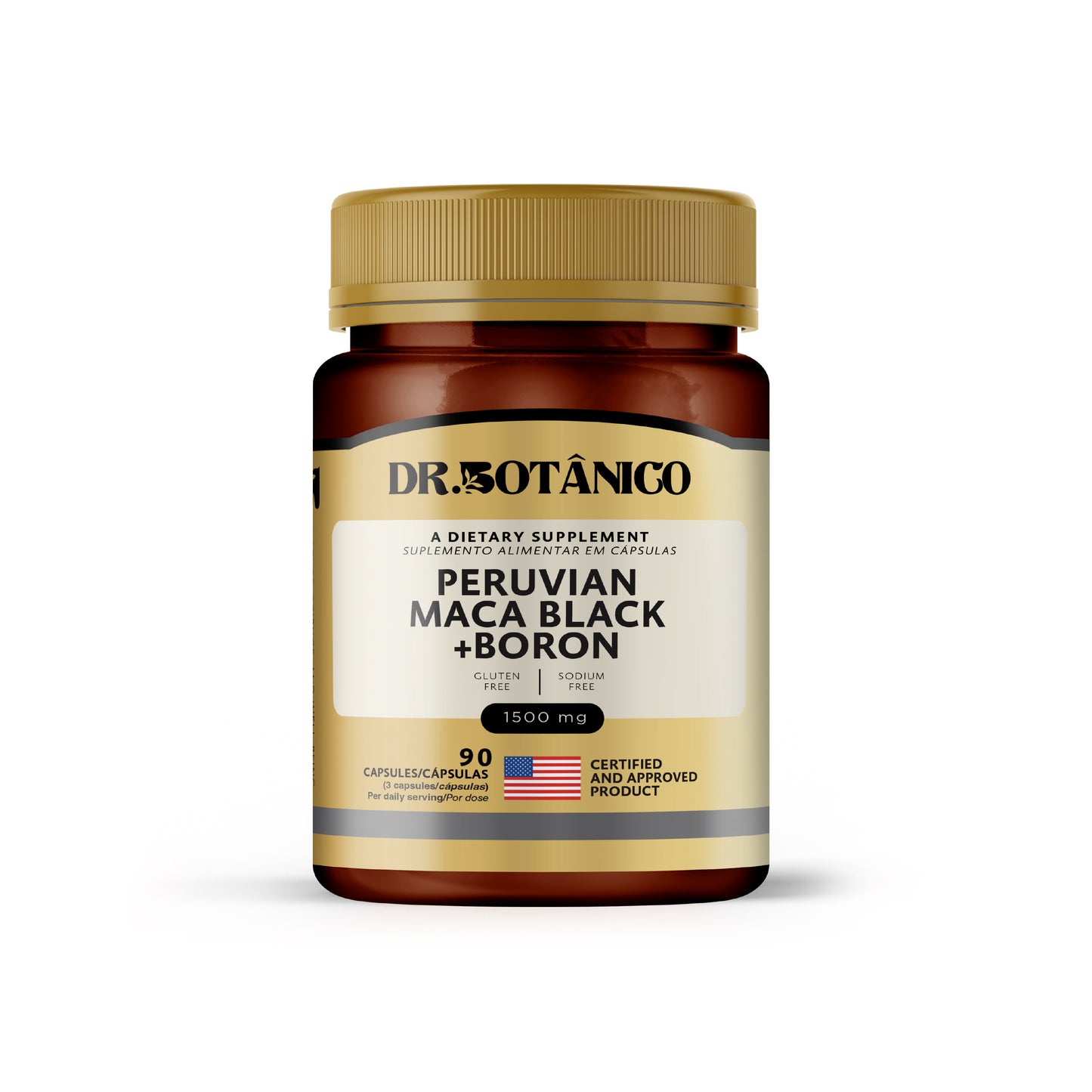 Peruvian Black Maca + Boron 1500mg – Endurance &amp; Testosterone | Dr. Botanico (90 Capsules)