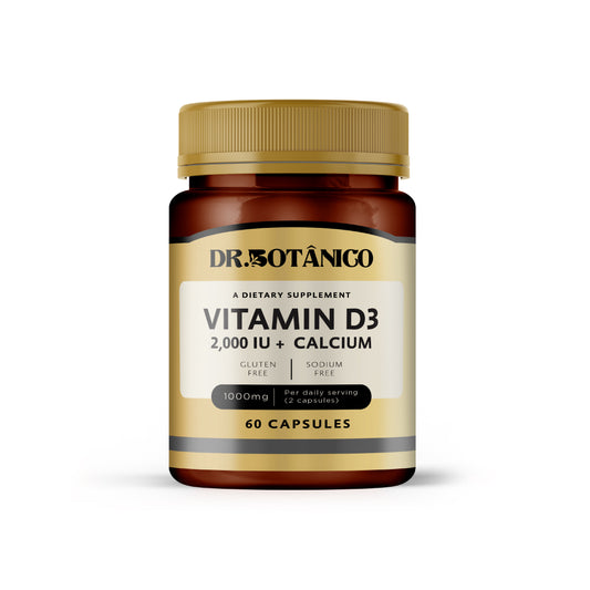 Vitamin D3 2000 IU + Calcium 1000mg – Immunity &amp; Bone Health | Dr. Botanico (60 Capsules)