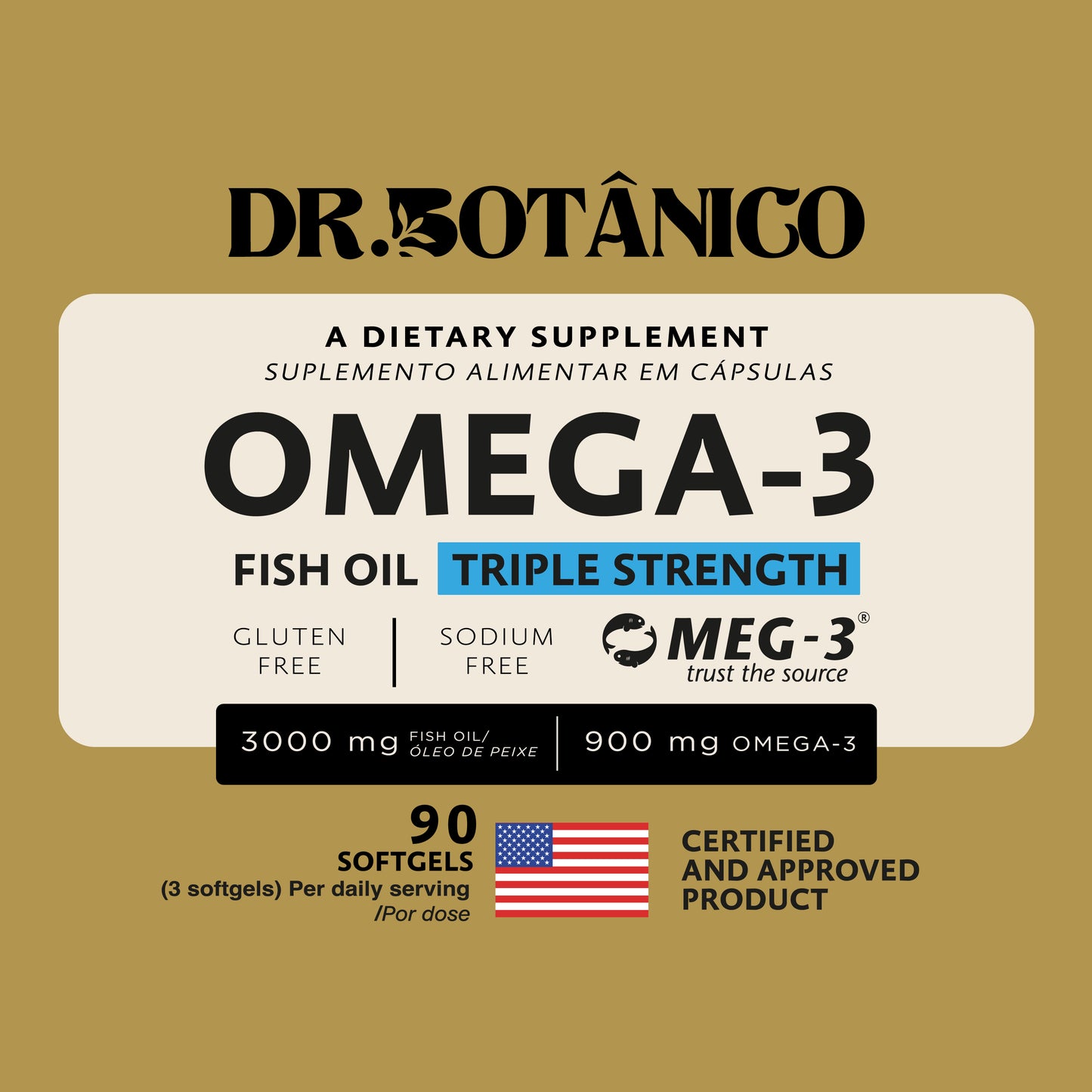 Omega-3 Fish Oil Triple Strength – 2290mg Total (90 Softgels) | Dr. Botanico 