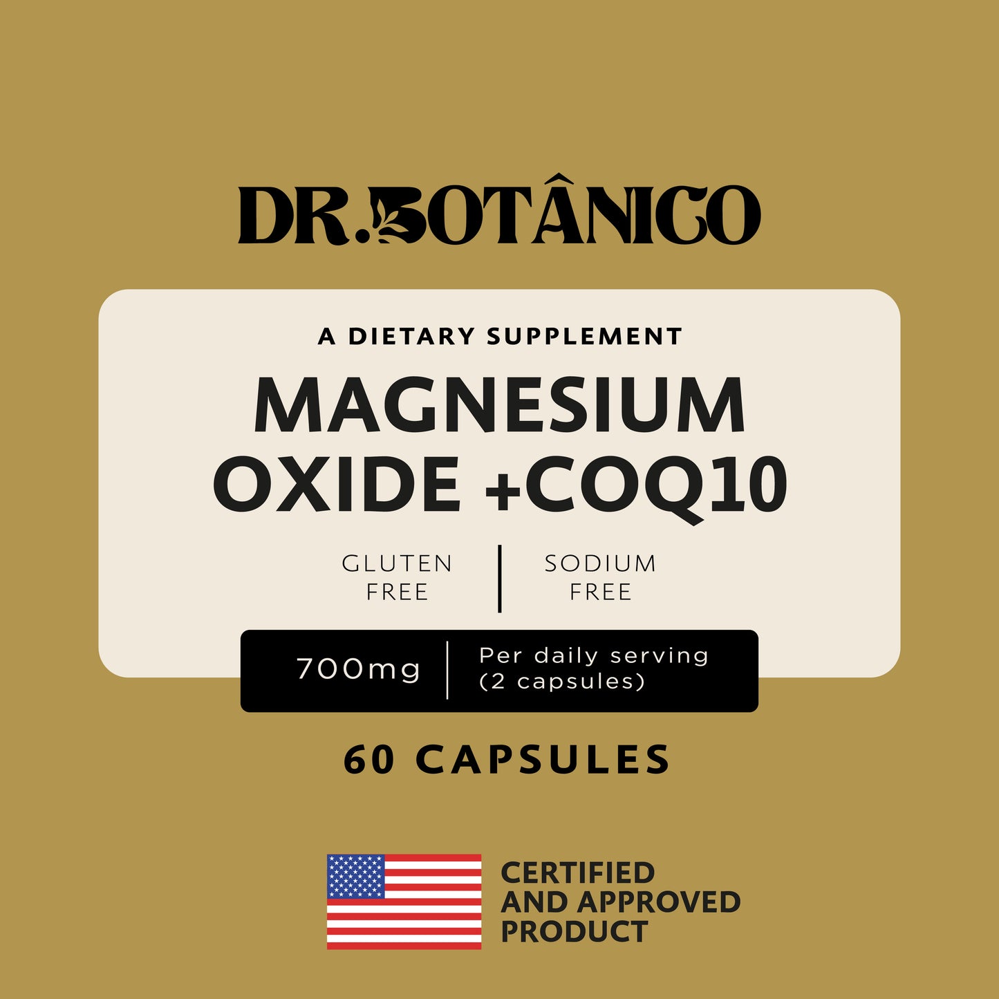 Magnesium Oxide + CoQ10 700mg – Energy &amp; Muscle Support | Dr. Botanico (60 Capsules) 