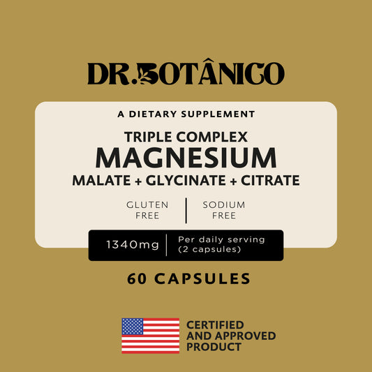 Triple Magnesium Complex 1340mg – Malate + Glycinate + Citrate | Dr. Botanico (60 Capsules) 