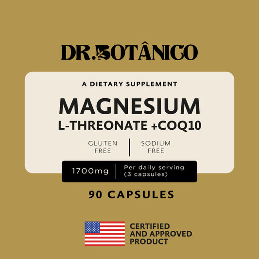 Magnesium + L-Threonate + CoQ10 1700mg – Brain &amp; Energy Support | Dr. Botanico (90 Capsules) 