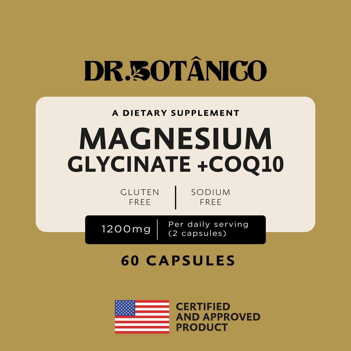 Magnesium Glycinate + CoQ10 1200mg – Muscle &amp; Heart Support | Dr. Botanico (60 Capsules) 