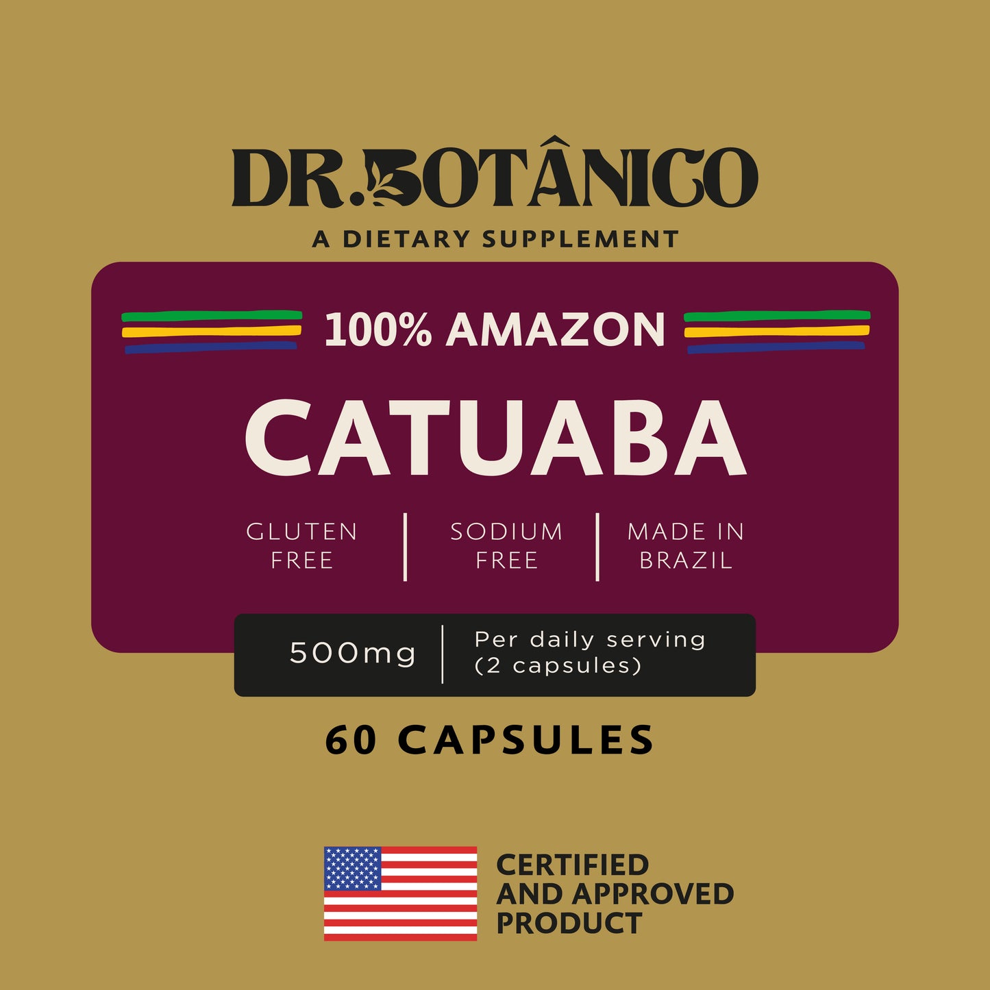 Catuaba 500mg – Natural Energy Booster | Dr. Botanico (60 Capsules) 