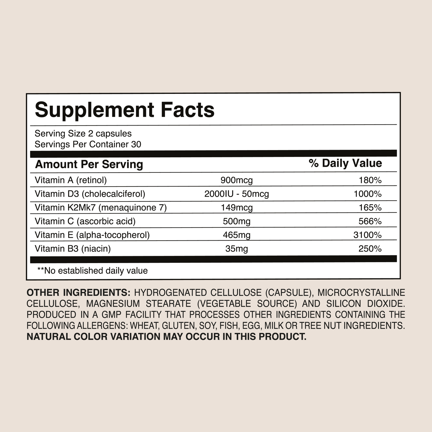 ADK Multivitamin 1500mg – Vitamins A, D3, K2 for Full-Body Health | Dr. Botanico (60 Capsules)