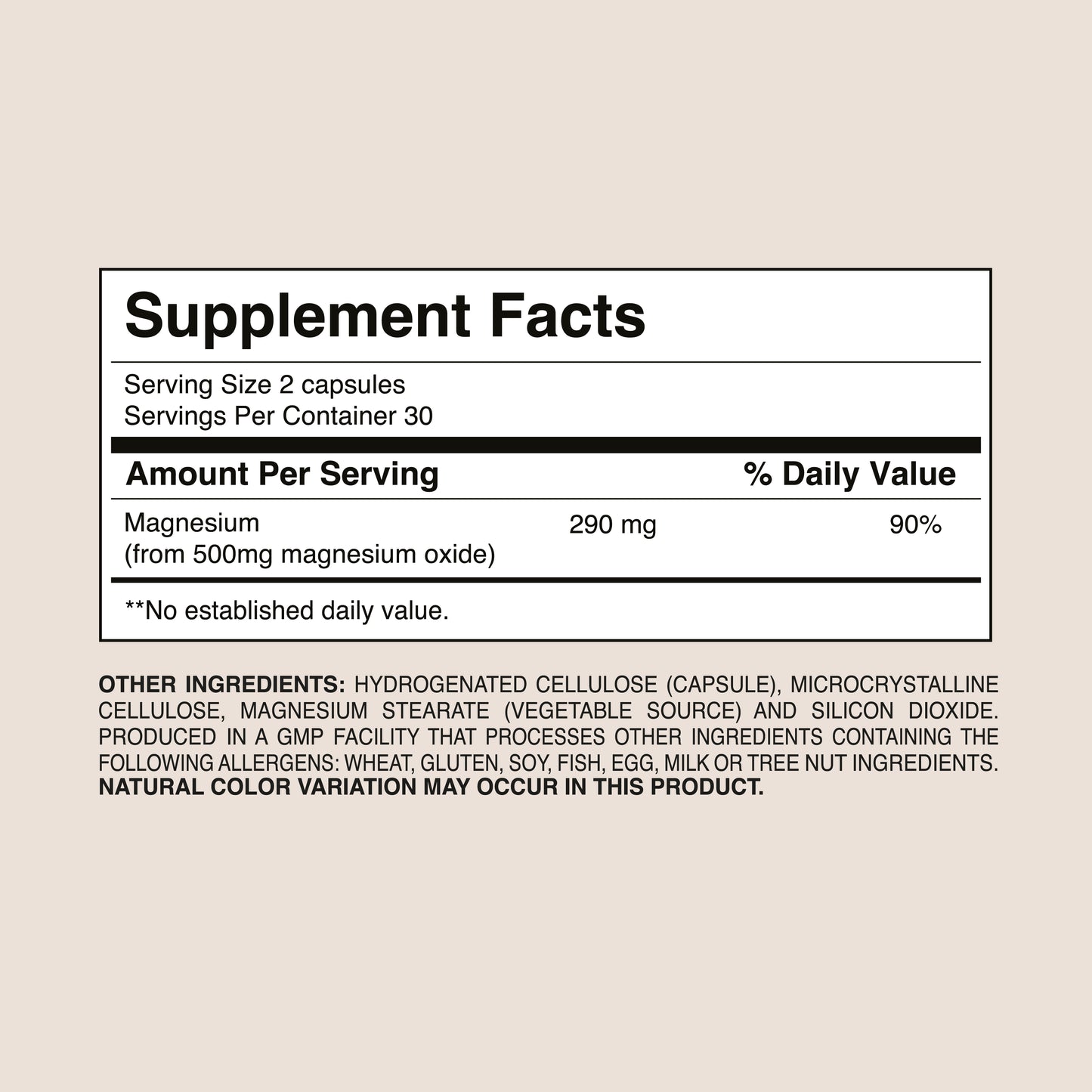 Magnesium Oxide 500mg – Basic Mineral Support | Dr. Botanico (60 Capsules)