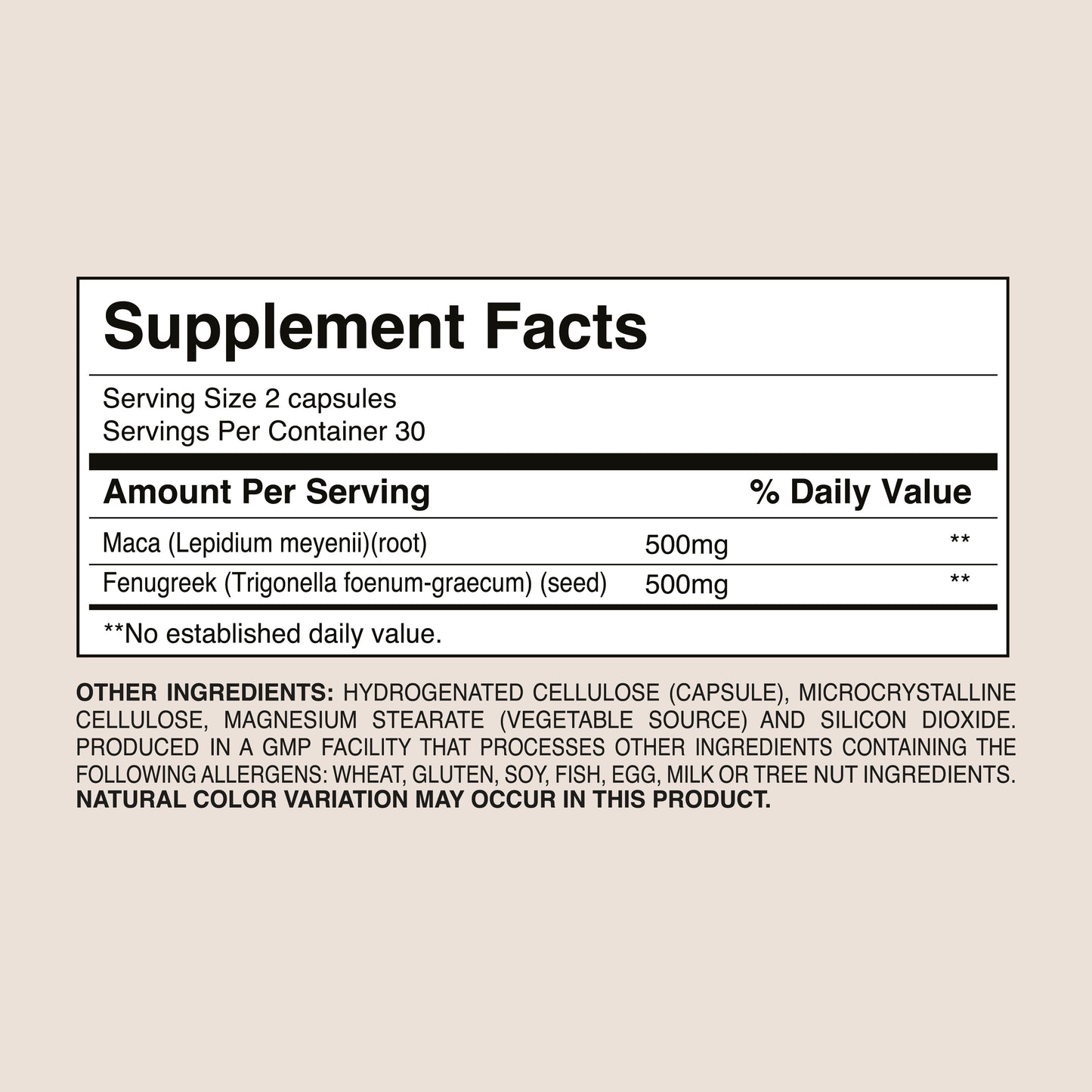 Dr. Botanical MACA + Fenugreek 1000MG 60 Capsules 