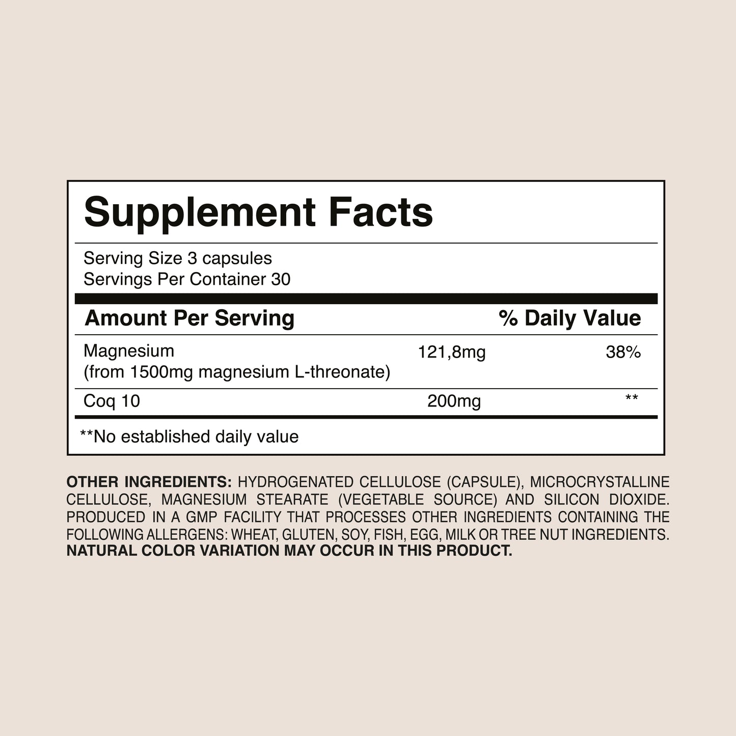Magnesium + L-Threonate + CoQ10 1700mg – Brain &amp; Energy Support | Dr. Botanico (90 Capsules) 