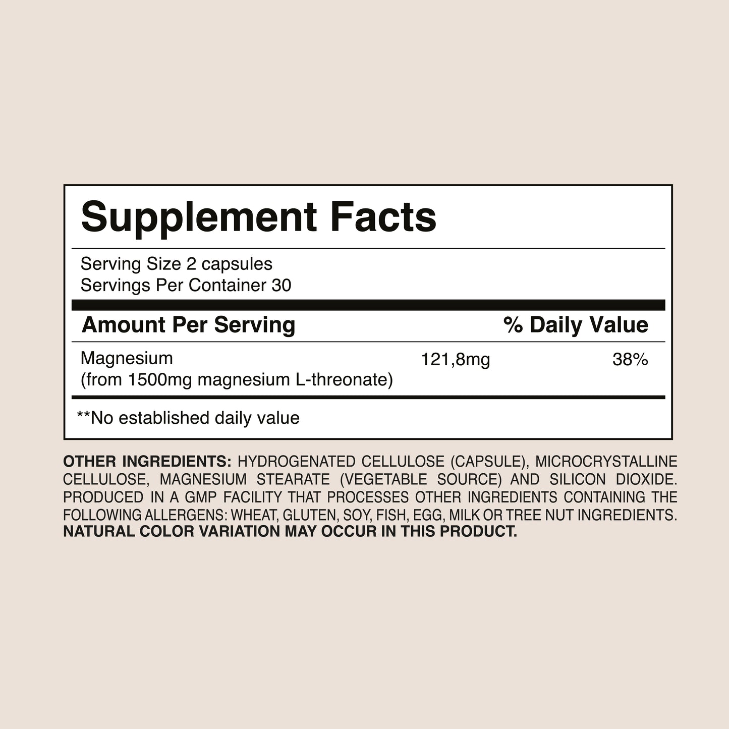 Magnesium + L-Threonate 1500mg – Cognitive &amp; Nervous System Support | Dr. Botanico (60 Capsules) 
