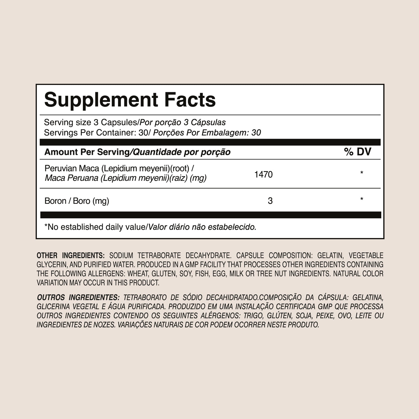 Peruvian Black Maca + Boron 1500mg – Endurance &amp; Testosterone | Dr. Botanico (90 Capsules)