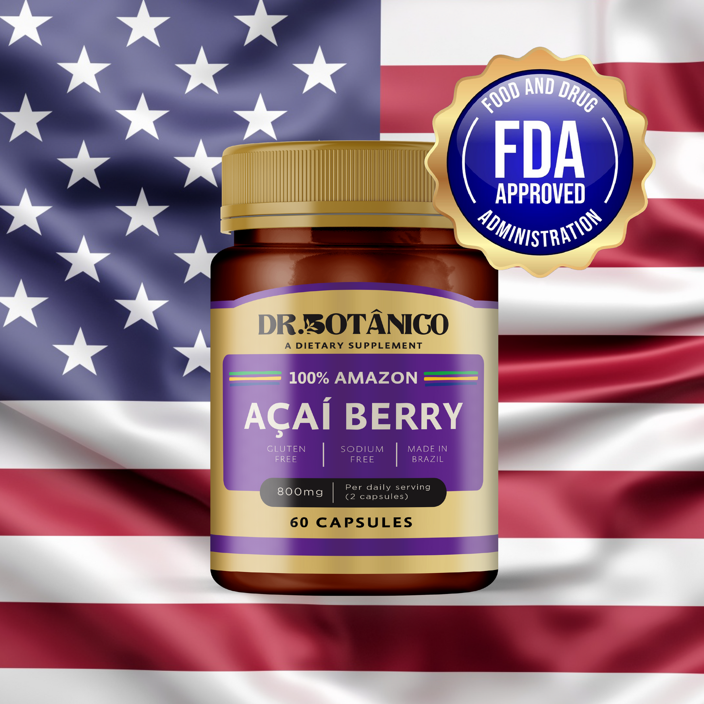 Acai Berry 800mg – Immune &amp; Skin Support | Dr. Botanico (60 Capsules)