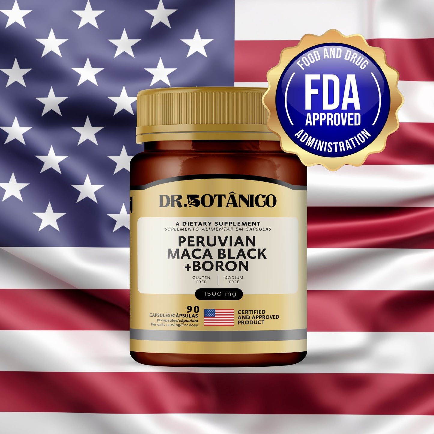 Peruvian Black Maca + Boron 1500mg – Endurance &amp; Testosterone | Dr. Botanico (90 Capsules)