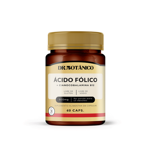 ÁCIDO FÓLICO + B12 500MG 60CAPS - DR. BOTÂNICO
