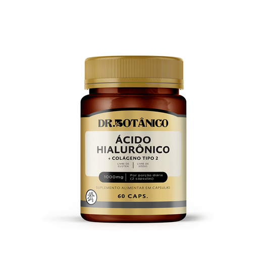 ÁCIDO HIALURÔNICO + COLÁGENO TIPO 2 1000MG 60 CAPS - DR. BOTÂNICO